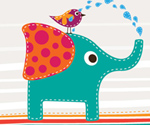 Cute Elephant And Bird Vector